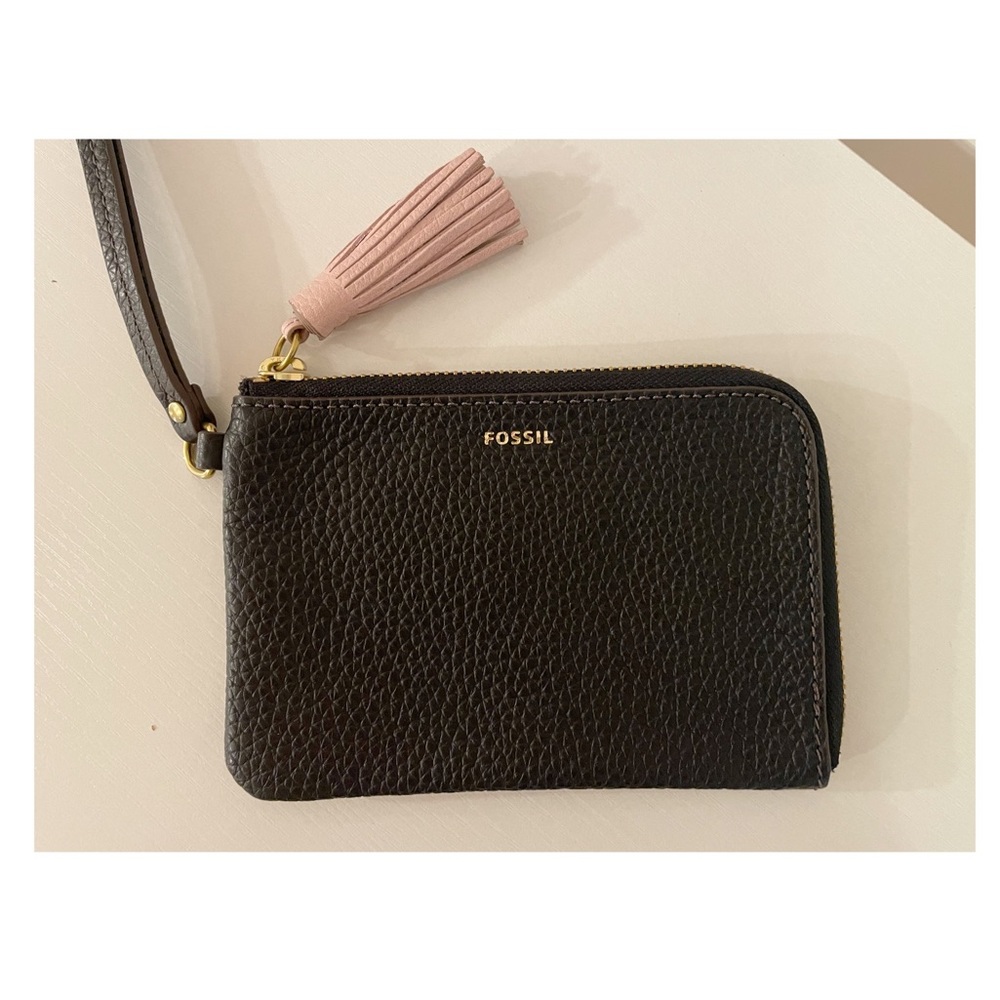 Fossil leather wristlet